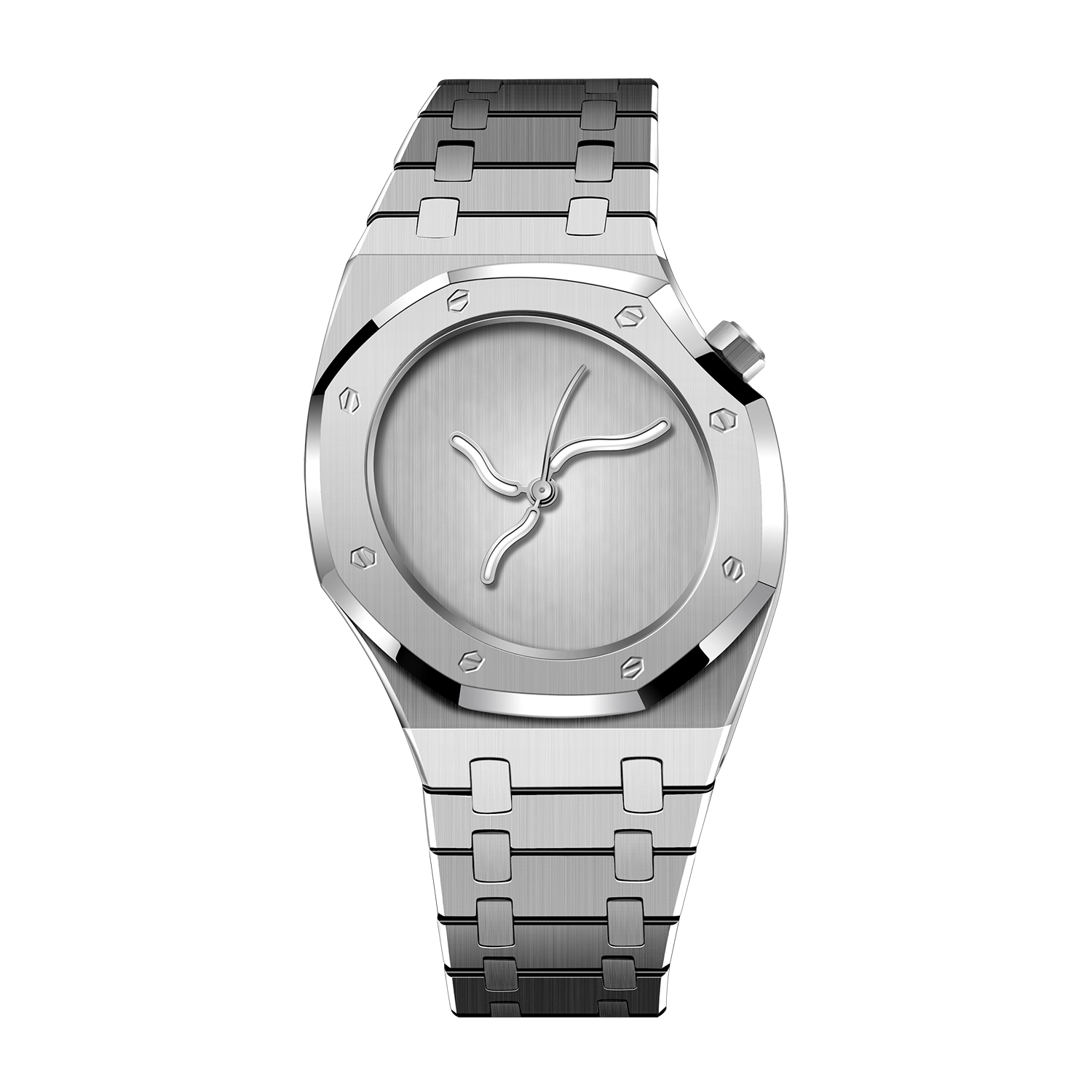 Safrezo Curve Oak vertical brushed silver dial mens minimalistic fashion watch – front view