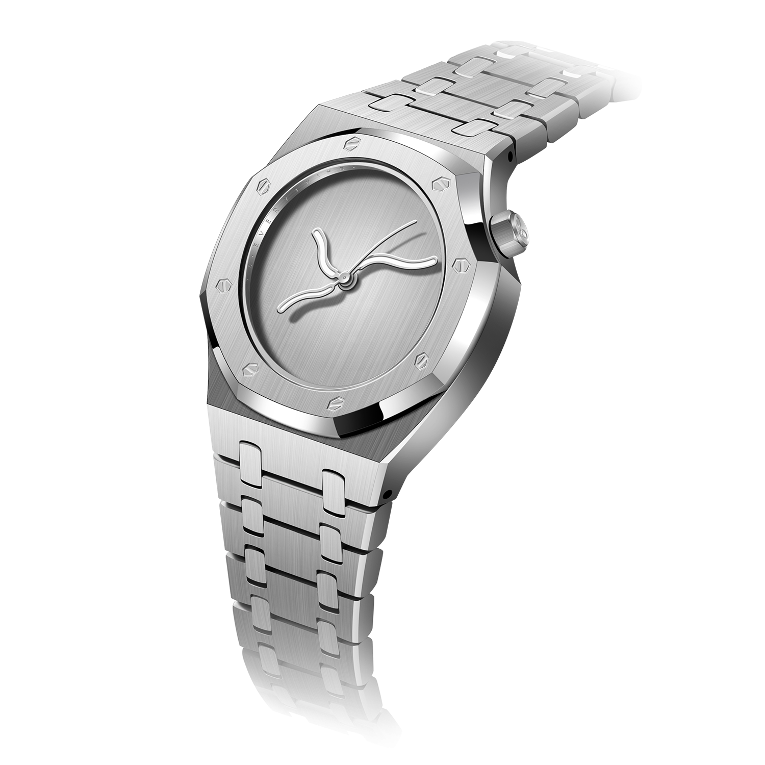 Safrezo Curve Oak vertical brushed silver dial mens minimalistic fashion watch – side view