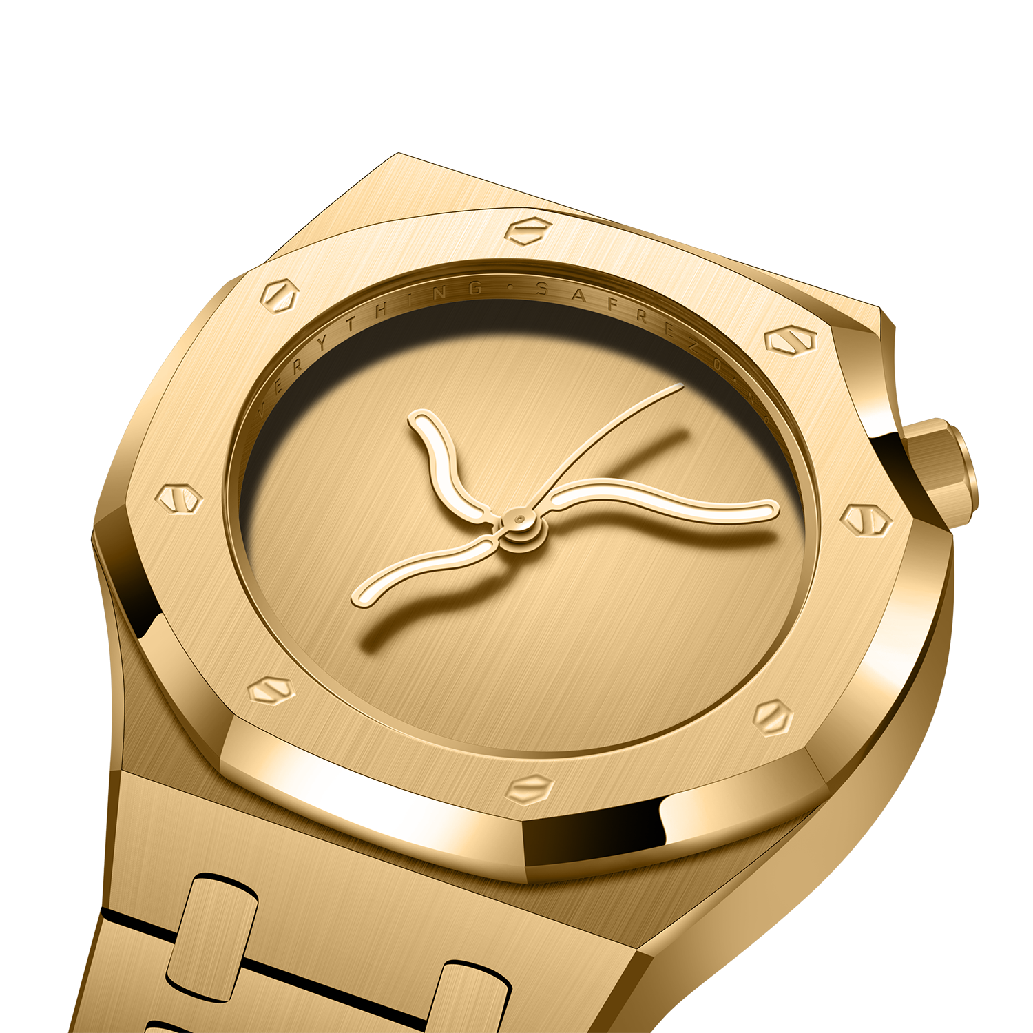 Safrezo Curve Oak Fortuna Gold dial – brushed metal gold automatic watch