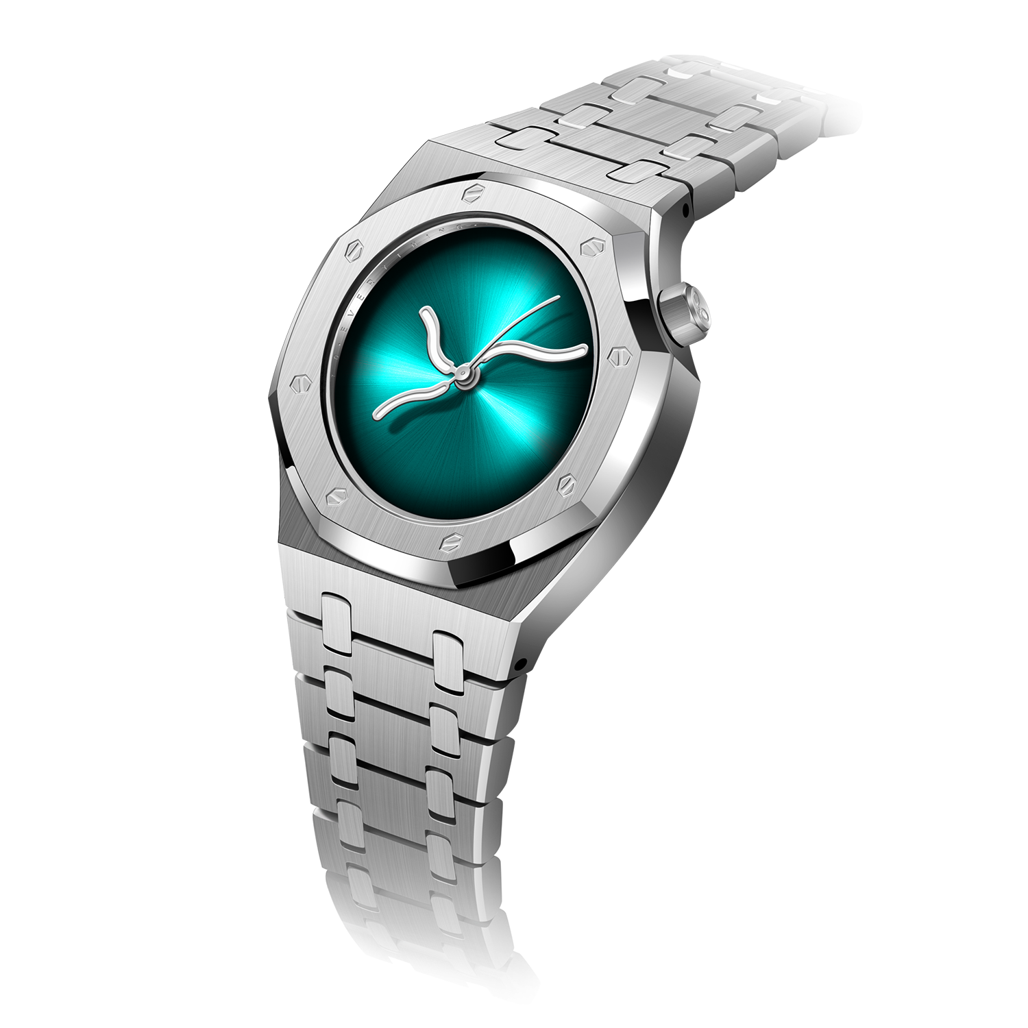 Green statement watch with sculptural Curve Oak design