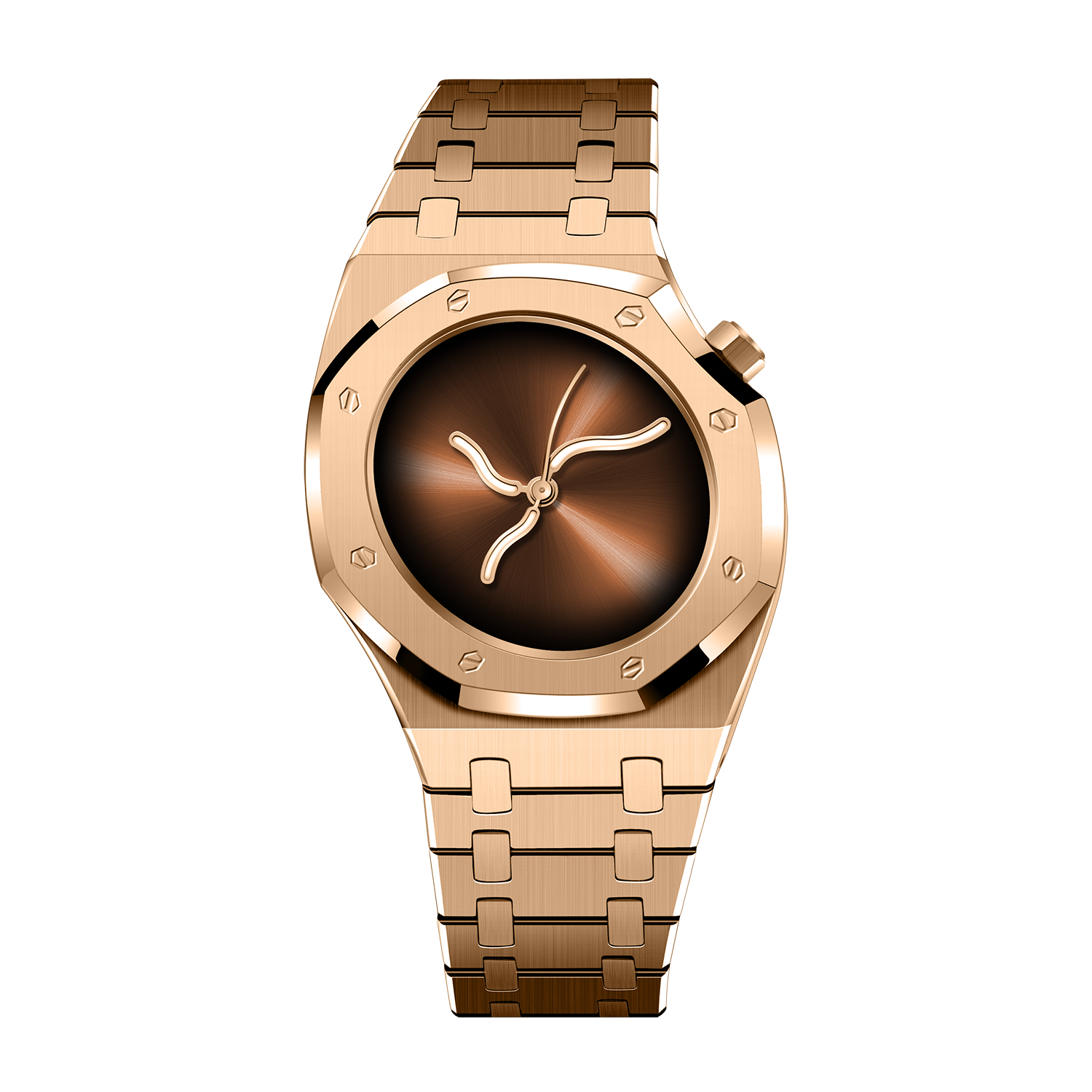 Rose Gold Statement Watch | CURVE OAK Eagle's Back Brown