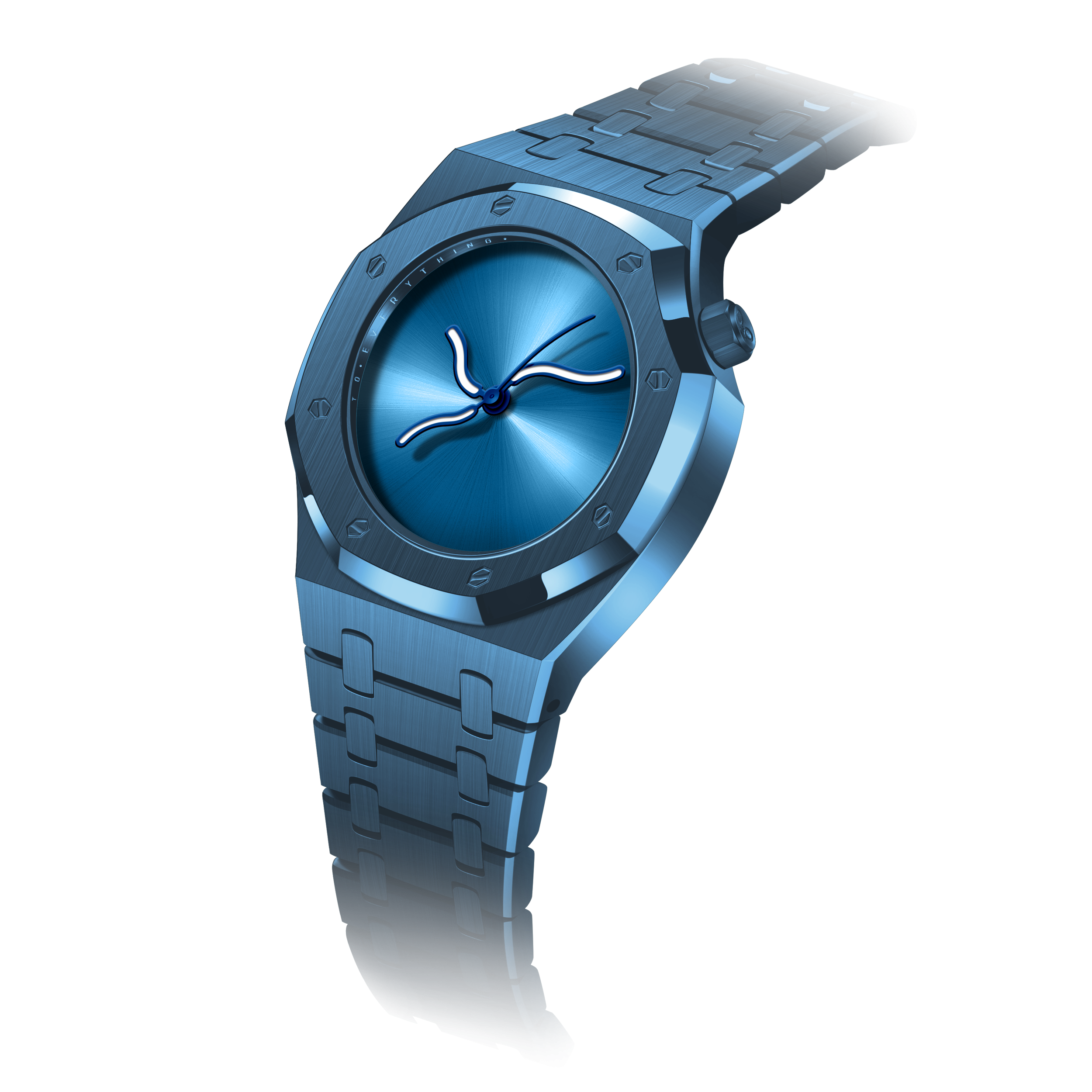 Polar Blue-Night sunburst dial in cool dusky blue