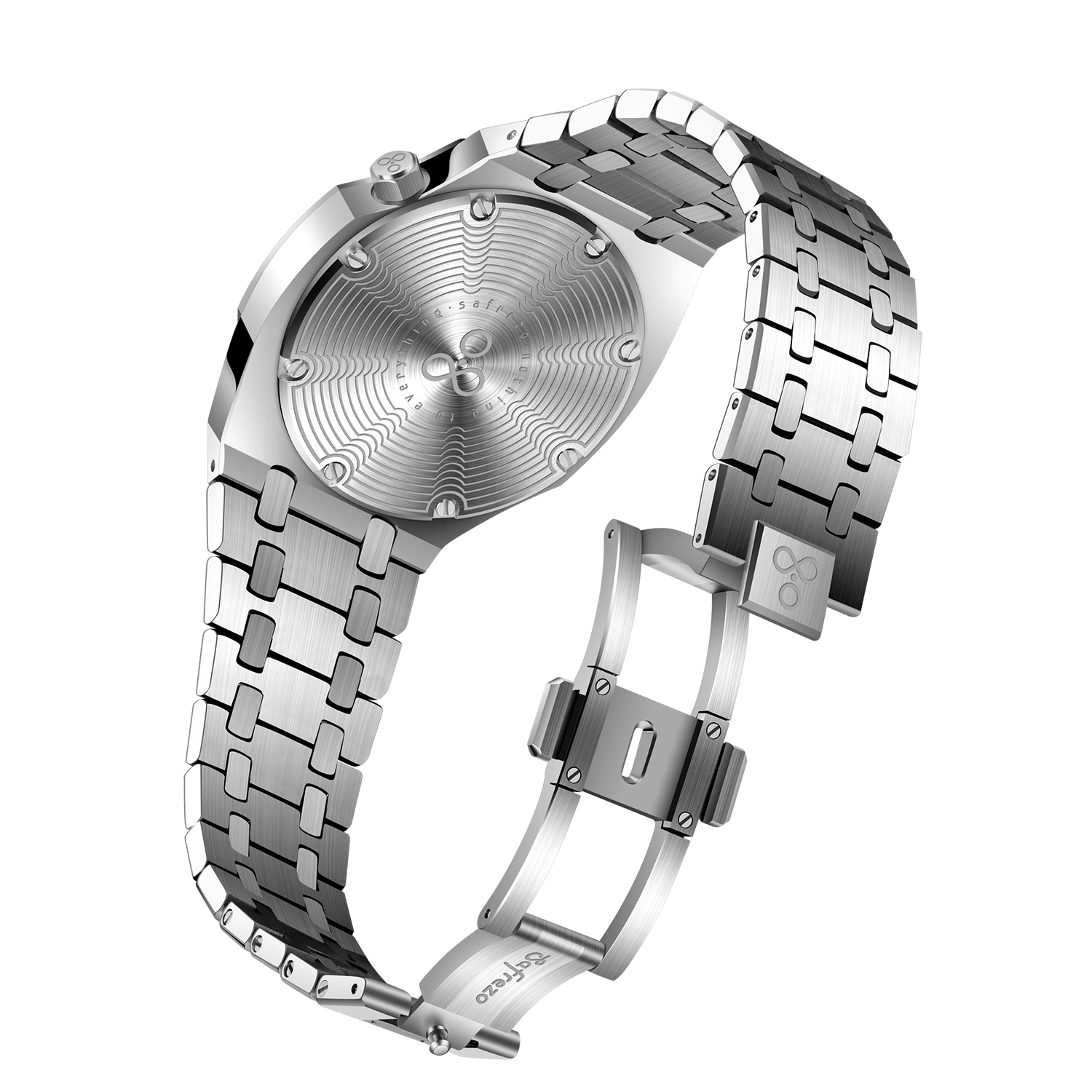 Slim steel case profile of Rose Sunset watch back view