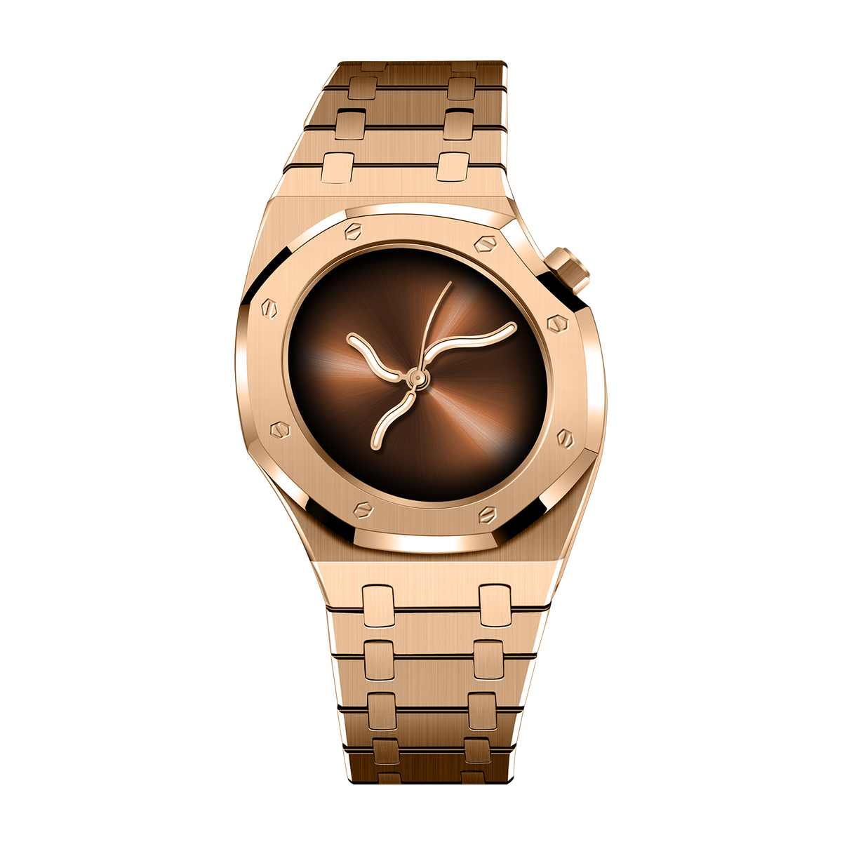 Rose Gold Statement Watch | CURVE OAK Eagle's Back Brown