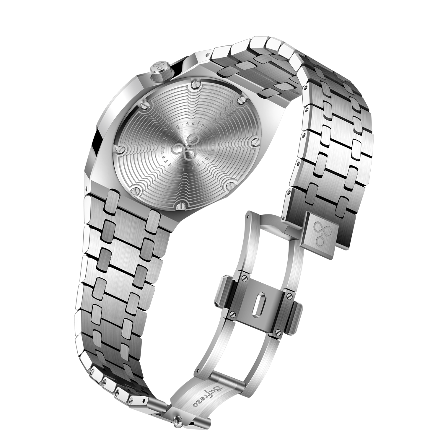 Green designer watch by Safrezo with glossy finish back view